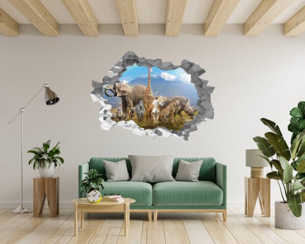 Safari Animals Wall Decal - Self Adhesive Wall Decal, Animal Wall Decal, Bedroom Wall Sticker, Removable Vinyl, Wall Decoration