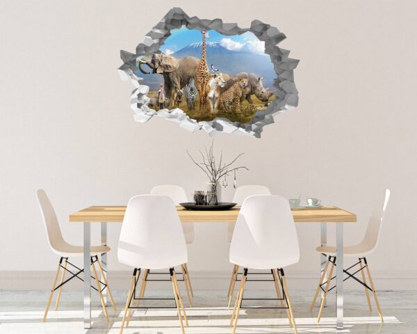 Safari Animals Wall Decal - Self Adhesive Wall Decal, Animal Wall Decal, Bedroom Wall Sticker, Removable Vinyl, Wall Decoration