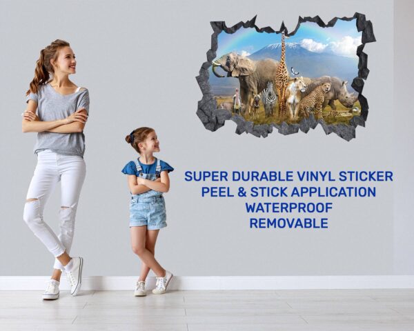 Safari Animals Wall Decal - Self Adhesive Wall Decal, Animal Wall Decal, Bedroom Wall Sticker, Removable Vinyl, Wall Decoration