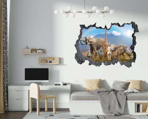 Safari Animals Wall Decal - Self Adhesive Wall Decal, Animal Wall Decal, Bedroom Wall Sticker, Removable Vinyl, Wall Decoration