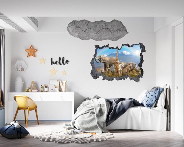 Safari Animals Wall Decal - Self Adhesive Wall Decal, Animal Wall Decal, Bedroom Wall Sticker, Removable Vinyl, Wall Decoration