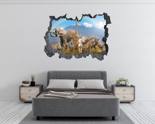 Safari Animals Wall Decal - Self Adhesive Wall Decal, Animal Wall Decal, Bedroom Wall Sticker, Removable Vinyl, Wall Decoration