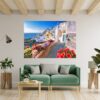 Santorini Wall Sticker - Self Adhesive Wall Sticker, City Landscape Art, Wall Decoration, Removable Vinyl, Easy To Install