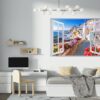 Santorini Wall Sticker - Self Adhesive Wall Sticker, City Landscape Art, Wall Decoration, Removable Vinyl, Easy To Install