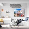 Santorini Wall Sticker - Self Adhesive Wall Sticker, City Landscape Art, Wall Decoration, Removable Vinyl, Easy To Install