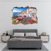 Santorini Wall Sticker - Self Adhesive Wall Sticker, City Landscape Art, Wall Decoration, Removable Vinyl, Easy To Install