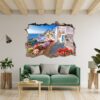 Santorini Wall Sticker - Self Adhesive Wall Sticker, City Landscape Art, Wall Decoration, Removable Vinyl, Easy To Install