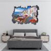 Santorini Wall Sticker - Self Adhesive Wall Sticker, City Landscape Art, Wall Decoration, Removable Vinyl, Easy To Install