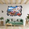 Santorini Wall Sticker - Self Adhesive Wall Sticker, City Landscape Art, Wall Decoration, Removable Vinyl, Easy To Install