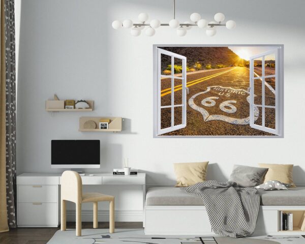 Route 66 Wall Decal - Peel and Stick Wall Decal, Vinyl Wall Decal ,Nature Wall Sticker, Wall Decor for Bedroom, Easy To apply, Wall Decor, Living Room Wall Sticker