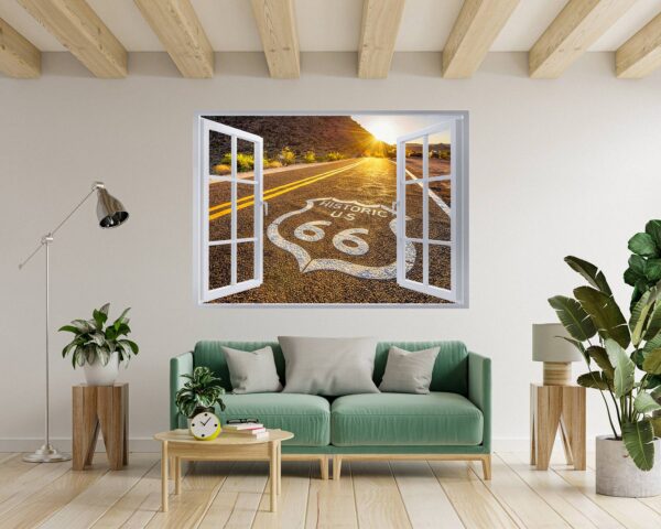 Route 66 Wall Decal - Peel and Stick Wall Decal, Vinyl Wall Decal ,Nature Wall Sticker, Wall Decor for Bedroom, Easy To apply, Wall Decor, Living Room Wall Sticker