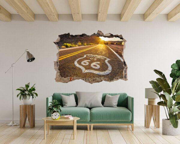 Route 66 Wall Decal - Peel and Stick Wall Decal, Vinyl Wall Decal ,Nature Wall Sticker, Wall Decor for Bedroom, Easy To apply, Wall Decor, Living Room Wall Sticker