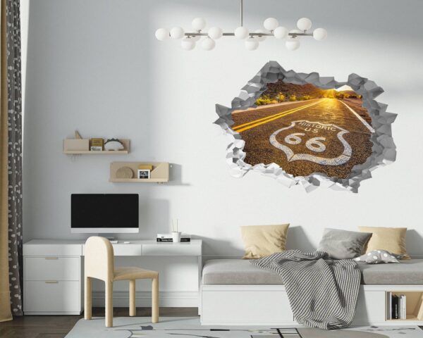 Route 66 Wall Decal - Peel and Stick Wall Decal, Vinyl Wall Decal ,Nature Wall Sticker, Wall Decor for Bedroom, Easy To apply, Wall Decor, Living Room Wall Sticker