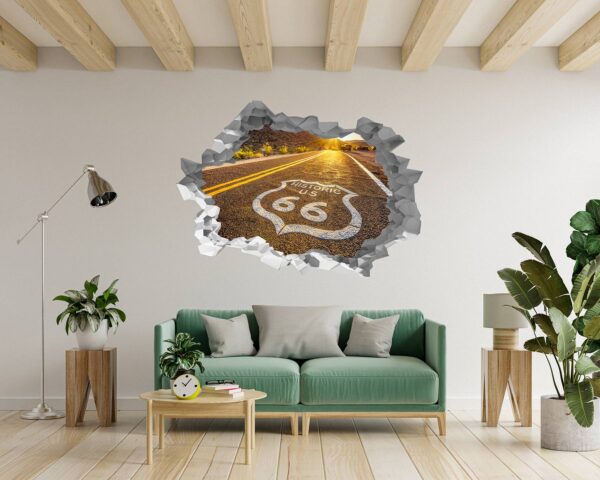 Route 66 Wall Decal - Peel and Stick Wall Decal, Vinyl Wall Decal ,Nature Wall Sticker, Wall Decor for Bedroom, Easy To apply, Wall Decor, Living Room Wall Sticker