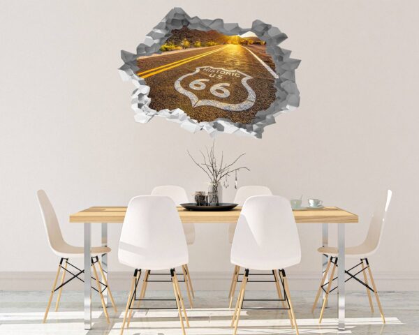 Route 66 Wall Decal - Peel and Stick Wall Decal, Vinyl Wall Decal ,Nature Wall Sticker, Wall Decor for Bedroom, Easy To apply, Wall Decor, Living Room Wall Sticker