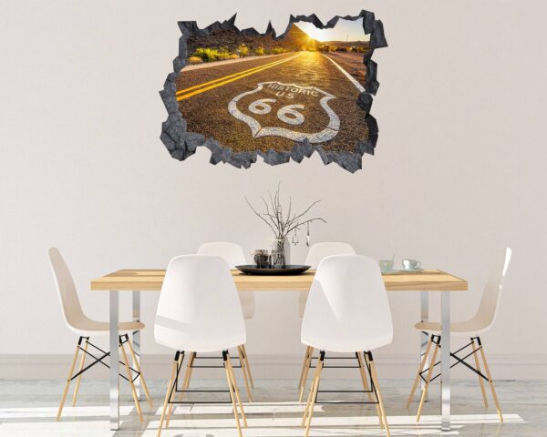 Route 66 Wall Decal - Peel and Stick Wall Decal, Vinyl Wall Decal ,Nature Wall Sticker, Wall Decor for Bedroom, Easy To apply, Wall Decor, Living Room Wall Sticker