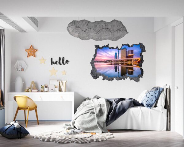 Singapore Wall Art - Self Adhesive Wall Sticker, City Landscape Art, Wall Decoration, Removable Vinyl, Easy To Install