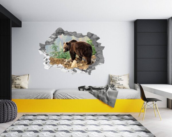 Bear Wall Decal - Self Adhesive Wall Decal, Animal Wall Decal, Bedroom Wall Sticker, Removable Vinyl, Wall Decoration