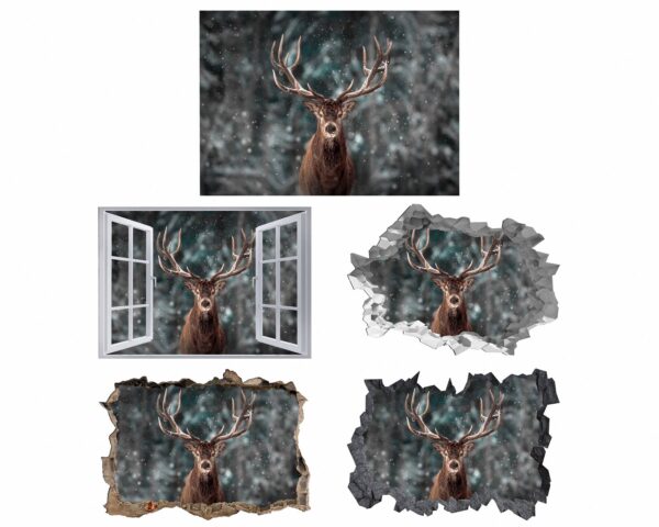 Wall Art Deer - Self-Adhesive Wall Decal, Animal Wall Decal, Bedroom Wall Sticker, Removable Vinyl, Wall Decoration