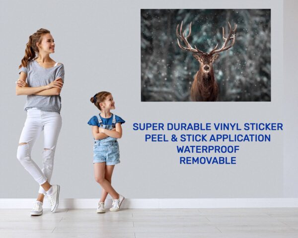 Wall Art Deer - Self-Adhesive Wall Decal, Animal Wall Decal, Bedroom Wall Sticker, Removable Vinyl, Wall Decoration