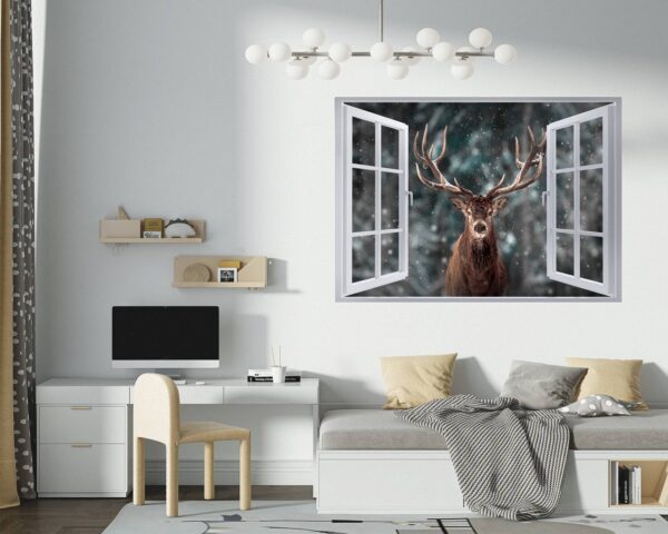 Wall Art Deer - Self-Adhesive Wall Decal, Animal Wall Decal, Bedroom Wall Sticker, Removable Vinyl, Wall Decoration