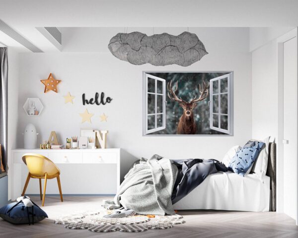 Wall Art Deer - Self-Adhesive Wall Decal, Animal Wall Decal, Bedroom Wall Sticker, Removable Vinyl, Wall Decoration