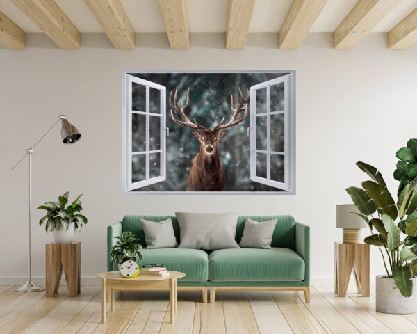 Wall Art Deer - Self-Adhesive Wall Decal, Animal Wall Decal, Bedroom Wall Sticker, Removable Vinyl, Wall Decoration