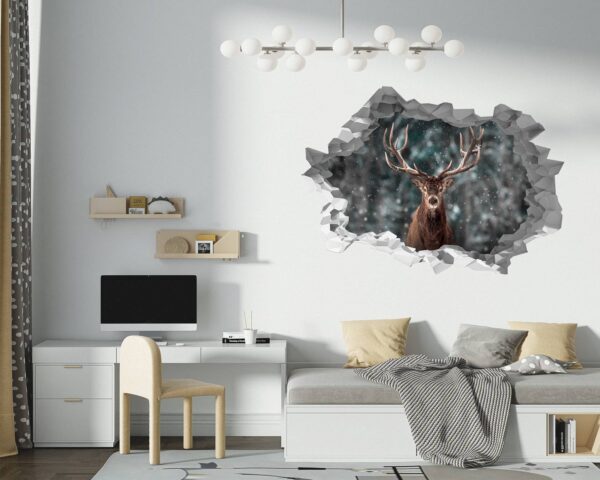 Wall Art Deer - Self-Adhesive Wall Decal, Animal Wall Decal, Bedroom Wall Sticker, Removable Vinyl, Wall Decoration