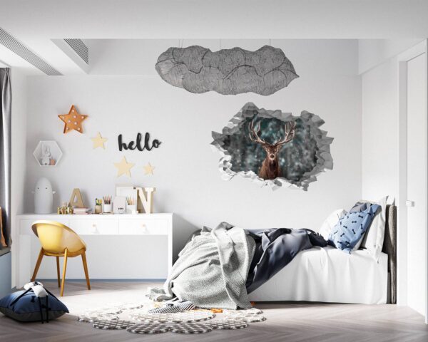 Wall Art Deer - Self-Adhesive Wall Decal, Animal Wall Decal, Bedroom Wall Sticker, Removable Vinyl, Wall Decoration