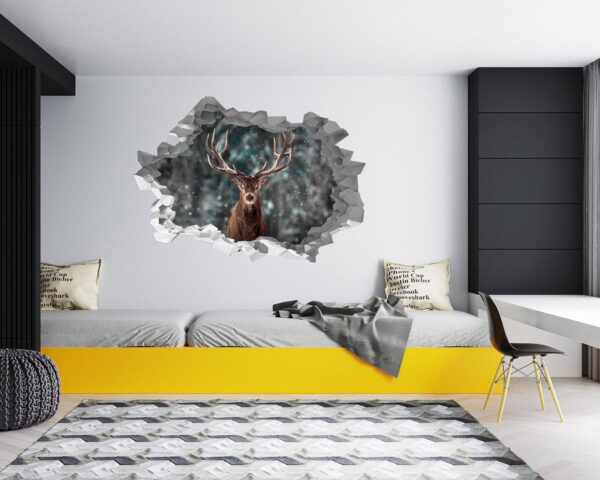 Wall Art Deer - Self-Adhesive Wall Decal, Animal Wall Decal, Bedroom Wall Sticker, Removable Vinyl, Wall Decoration