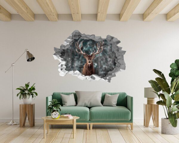 Wall Art Deer - Self-Adhesive Wall Decal, Animal Wall Decal, Bedroom Wall Sticker, Removable Vinyl, Wall Decoration