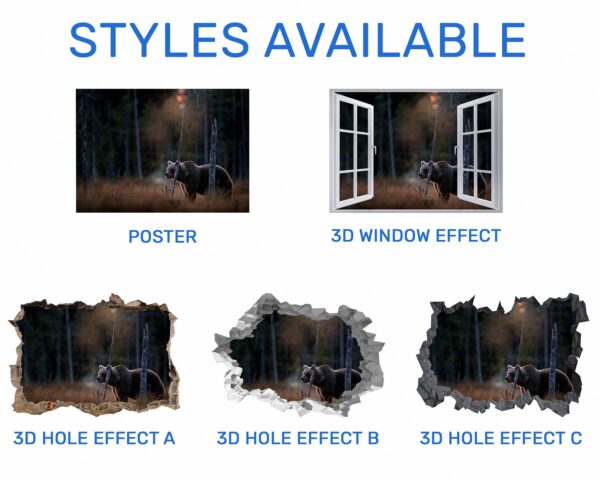 Bear Wall Art - Self Adhesive Wall Decal, Animal Wall Decal, Bedroom Wall Sticker, Removable Vinyl, Wall Decoration