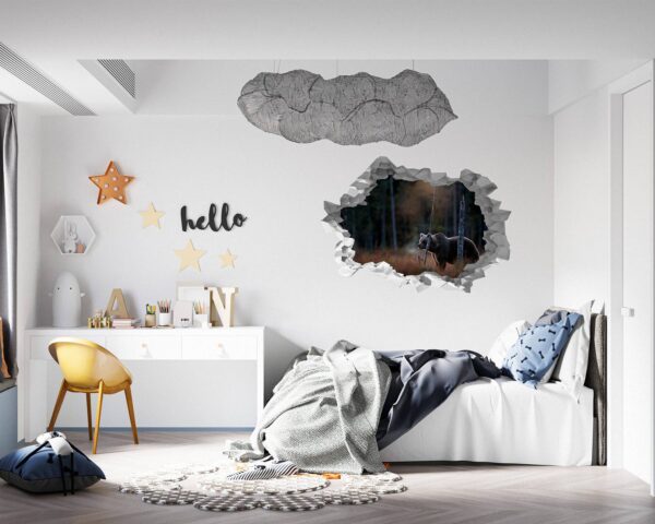 Bear Wall Art - Self Adhesive Wall Decal, Animal Wall Decal, Bedroom Wall Sticker, Removable Vinyl, Wall Decoration