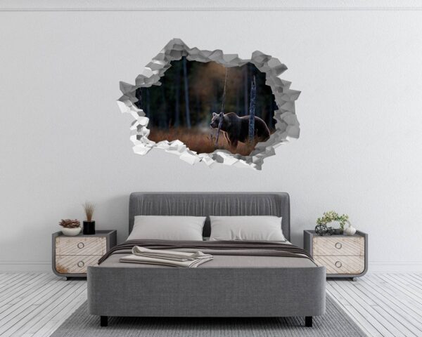 Bear Wall Art - Self Adhesive Wall Decal, Animal Wall Decal, Bedroom Wall Sticker, Removable Vinyl, Wall Decoration