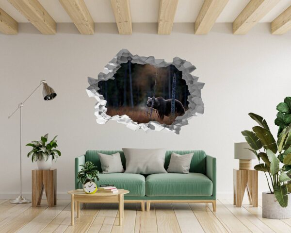 Bear Wall Art - Self Adhesive Wall Decal, Animal Wall Decal, Bedroom Wall Sticker, Removable Vinyl, Wall Decoration