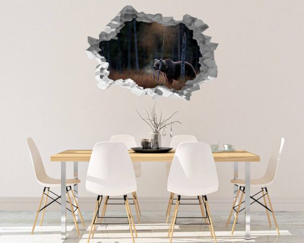 Bear Wall Art - Self Adhesive Wall Decal, Animal Wall Decal, Bedroom Wall Sticker, Removable Vinyl, Wall Decoration