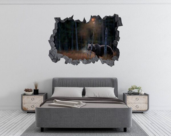 Bear Wall Art - Self Adhesive Wall Decal, Animal Wall Decal, Bedroom Wall Sticker, Removable Vinyl, Wall Decoration