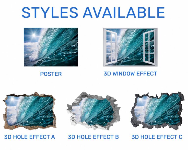 Ocean Wall Decal - Self-Adhesive Vinyl Sticker - Ideal for Room Décor - Easy to Apply and Remove