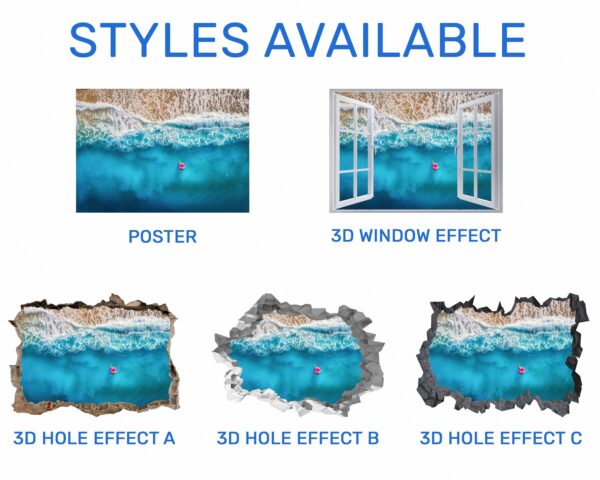 Tropical Sandy Beach 3D Window Effect Peel and Stick Wall Sticker Art Wall Decal Mural