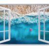 Tropical Sandy Beach 3D Window Effect Peel and Stick Wall Sticker Art Wall Decal Mural