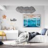 Tropical Sandy Beach 3D Window Effect Peel and Stick Wall Sticker Art Wall Decal Mural