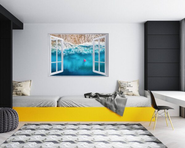 Tropical Sandy Beach 3D Window Effect Peel and Stick Wall Sticker Art Wall Decal Mural