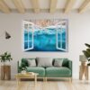 Tropical Sandy Beach 3D Window Effect Peel and Stick Wall Sticker Art Wall Decal Mural