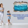 Tropical Sandy Beach 3D Window Effect Peel and Stick Wall Sticker Art Wall Decal Mural