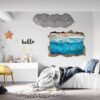 Tropical Sandy Beach 3D Window Effect Peel and Stick Wall Sticker Art Wall Decal Mural