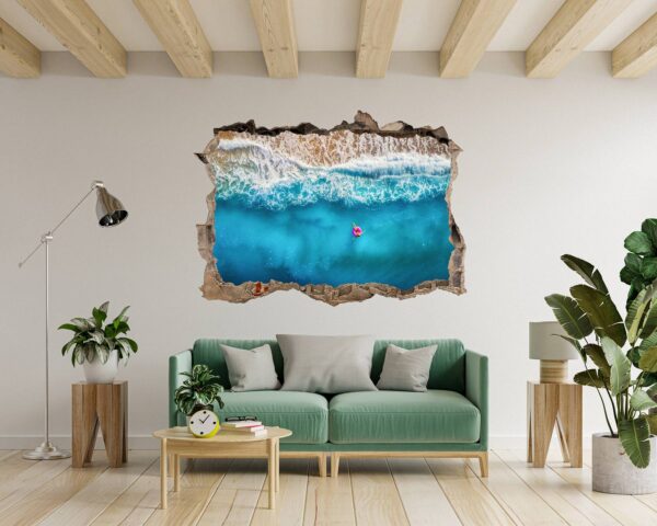 Tropical Sandy Beach 3D Window Effect Peel and Stick Wall Sticker Art Wall Decal Mural