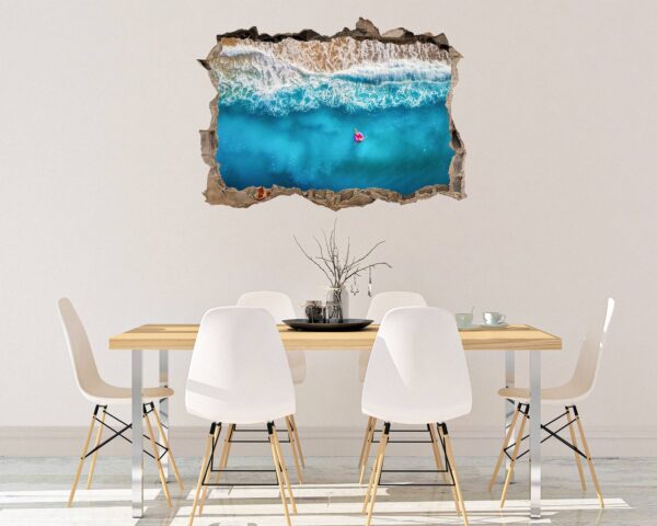 Tropical Sandy Beach 3D Window Effect Peel and Stick Wall Sticker Art Wall Decal Mural