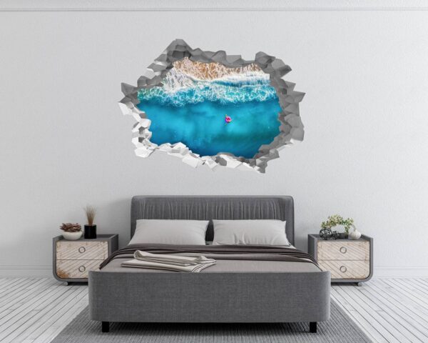 Tropical Sandy Beach 3D Window Effect Peel and Stick Wall Sticker Art Wall Decal Mural