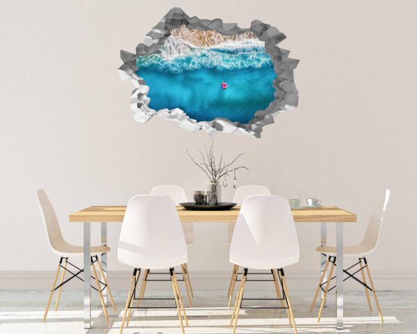 Tropical Sandy Beach 3D Window Effect Peel and Stick Wall Sticker Art Wall Decal Mural