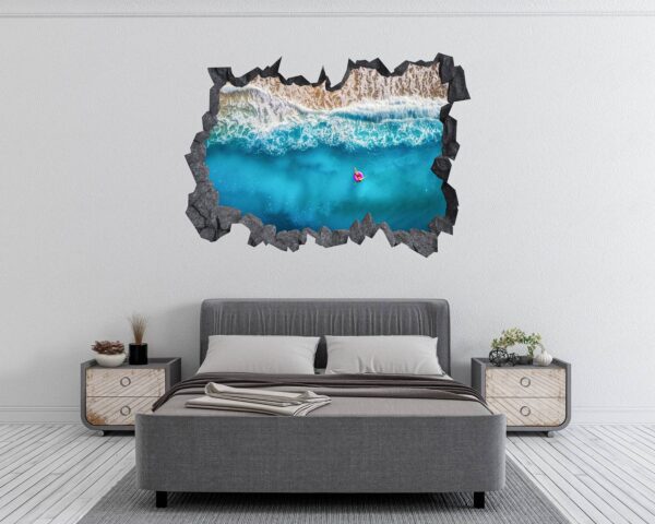 Tropical Sandy Beach 3D Window Effect Peel and Stick Wall Sticker Art Wall Decal Mural